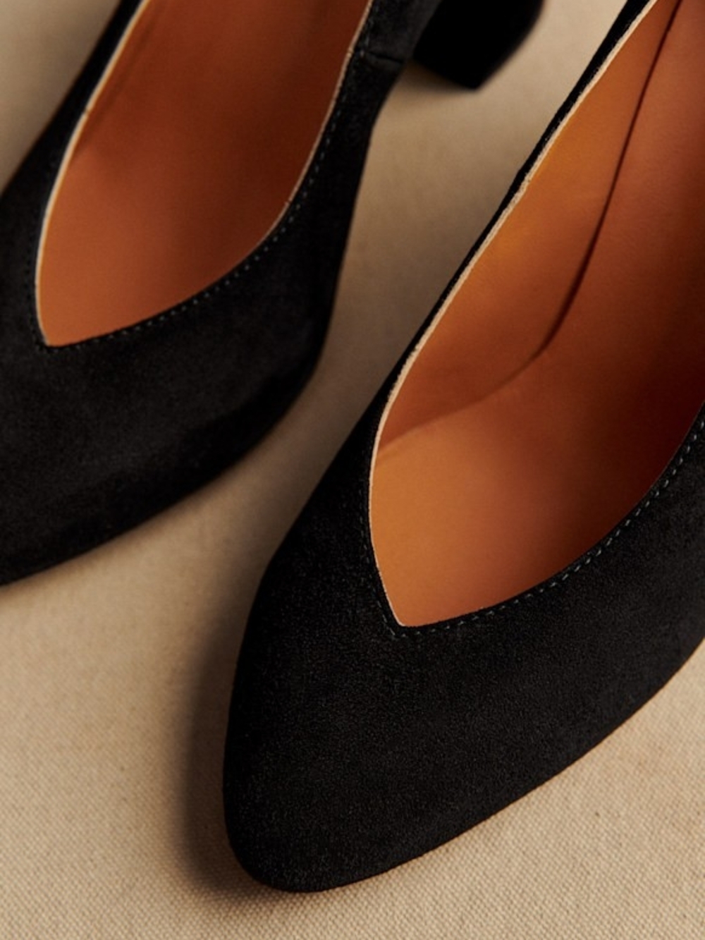 Sezane Alice Suede Block Heel Pumps - Picture 2 of 8